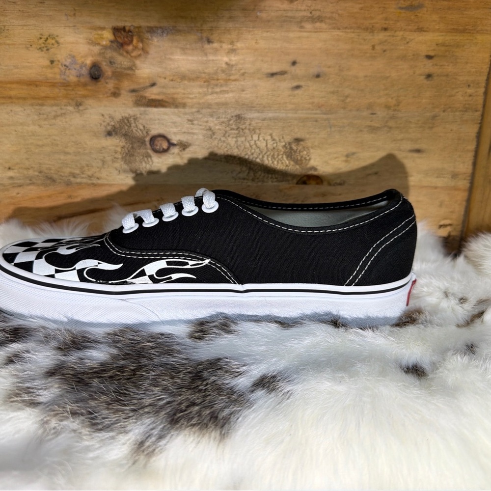 Vans Black and White Flame Checkered Sneakers - Picture 4 of 11